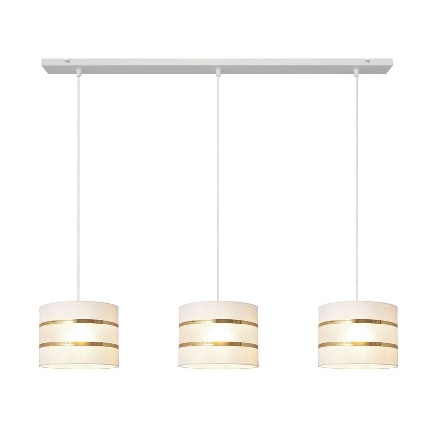 Hängeleuchte HELEN 3xE27/15W/230V weiß/gold