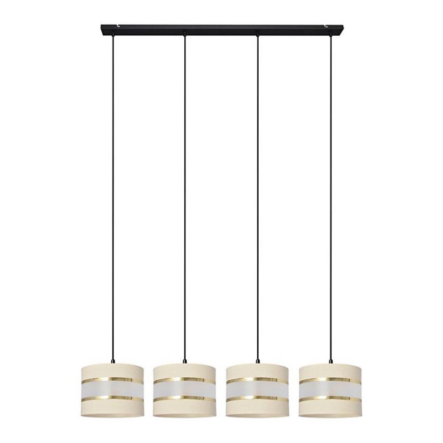 Hängeleuchte HELEN 4xE27/15W/230V Cremefarbe/schwarz/gold