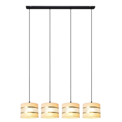 Hängeleuchte HELEN 4xE27/15W/230V Cremefarbe/schwarz/gold