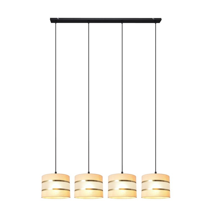 Hängeleuchte HELEN 4xE27/15W/230V Cremefarbe/schwarz/gold