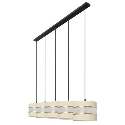 Hängeleuchte HELEN 5xE27/15W/230V Cremefarbe/schwarz/gold