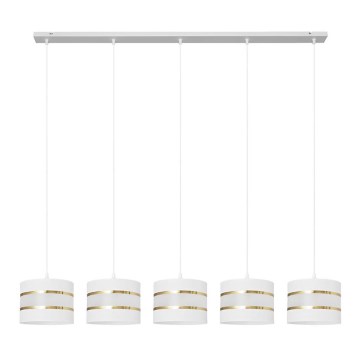 Hängeleuchte HELEN 5xE27/15W/230V weiß/gold