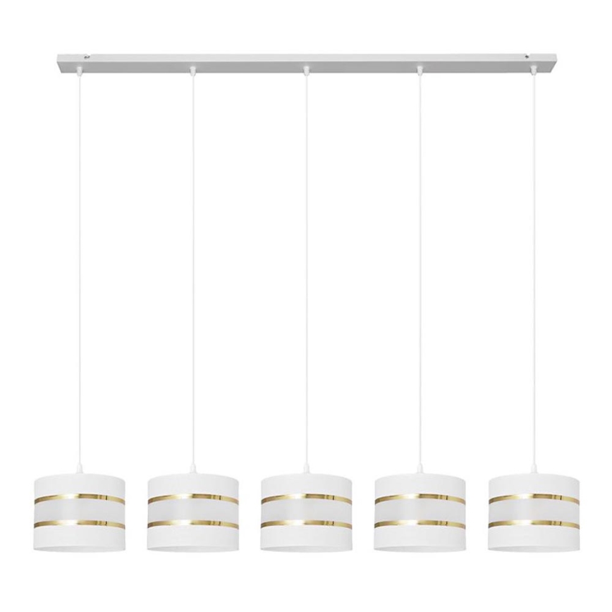 Hängeleuchte HELEN 5xE27/15W/230V weiß/gold