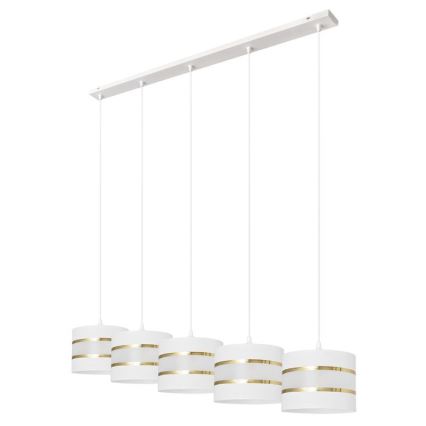 Hängeleuchte HELEN 5xE27/15W/230V weiß/gold