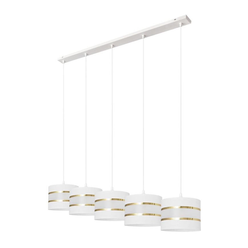 Hängeleuchte HELEN 5xE27/15W/230V weiß/gold