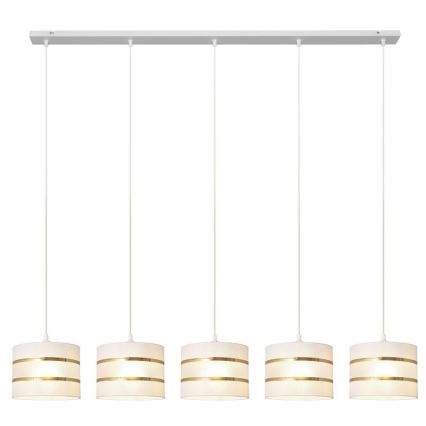 Hängeleuchte HELEN 5xE27/15W/230V weiß/gold