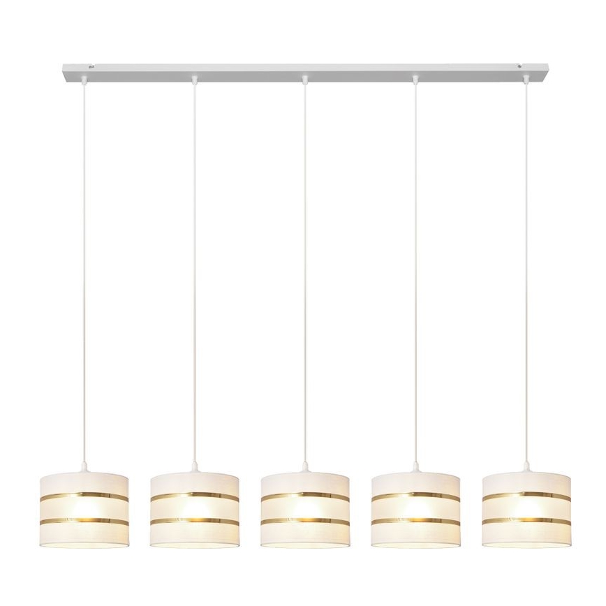 Hängeleuchte HELEN 5xE27/15W/230V weiß/gold
