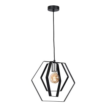 Hängeleuchte HEXAGON 1xE27/60W/230V schwarz/glänzendes Chrom
