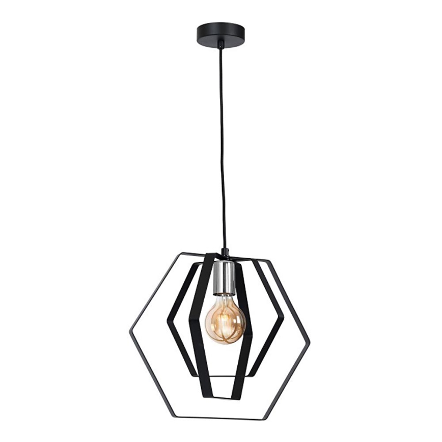 Hängeleuchte HEXAGON 1xE27/60W/230V schwarz/glänzendes Chrom