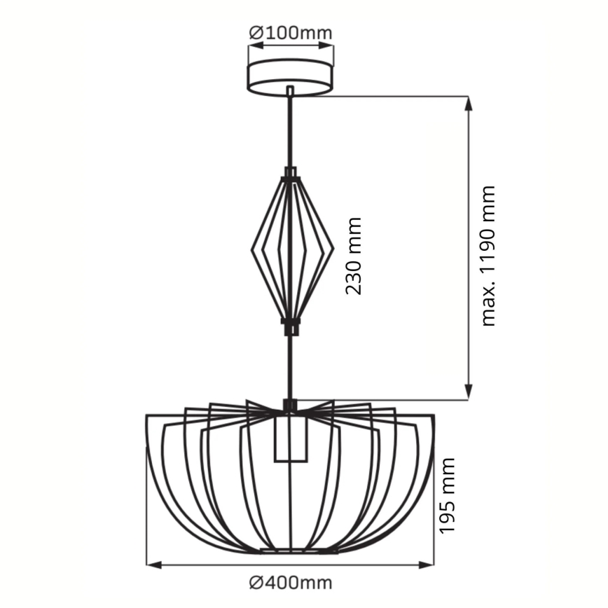 Hängeleuchte JASMINA 1xE27/20W/230V d 40 cm schwarz