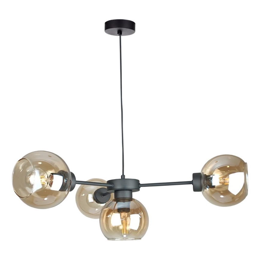 Hängeleuchte KALIOPE 4xE27/60W/230V schwarz/rauchig beige