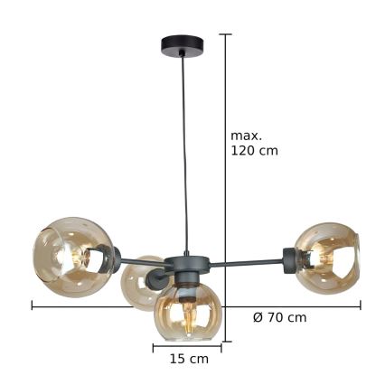 Hängeleuchte KALIOPE 4xE27/60W/230V schwarz/rauchig beige