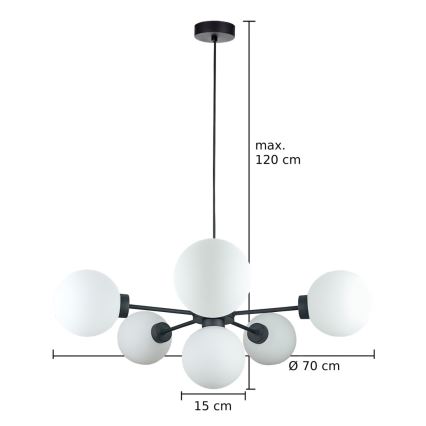 Hängeleuchte KALIOPE 6xE14/50W/230V schwarz/weiß