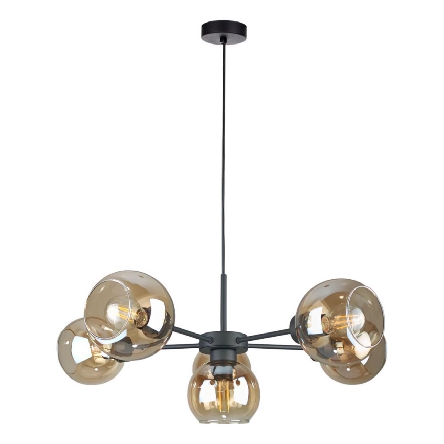 Hängeleuchte KALIOPE 6xE27/60W/230V schwarz/rauchig beige