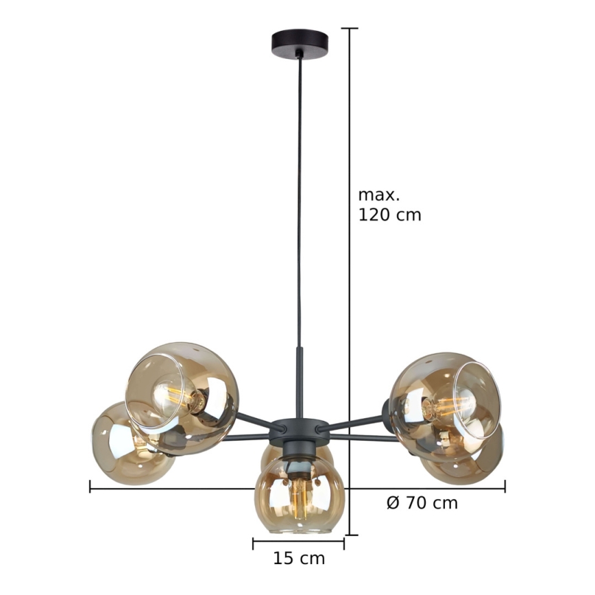 Hängeleuchte KALIOPE 6xE27/60W/230V schwarz/rauchig beige