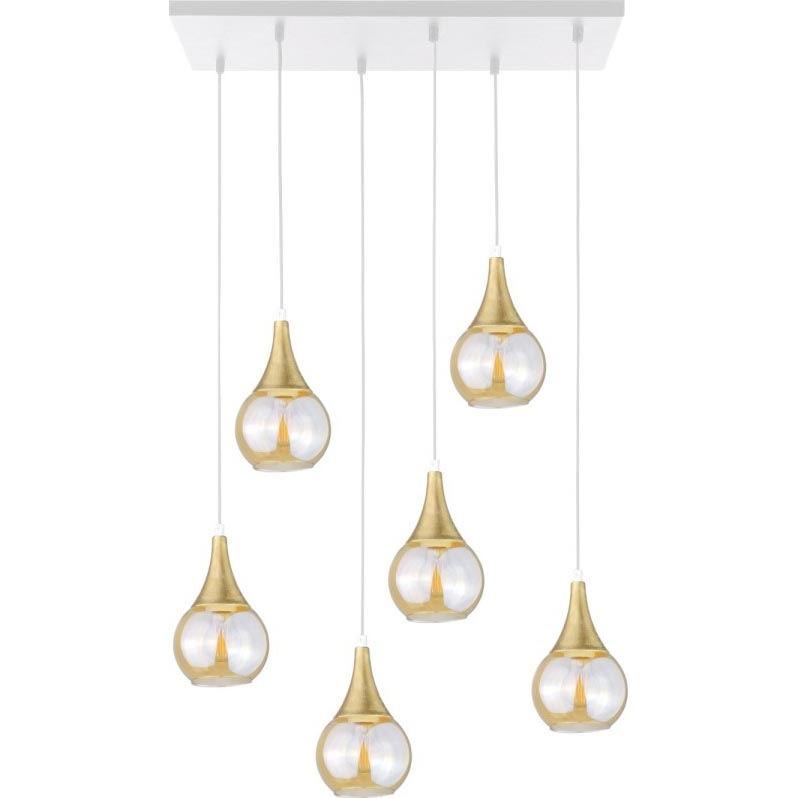 Hängeleuchte LACRIMA HONEY 6xE27/60W/230V weiß/golden/rauchig beige