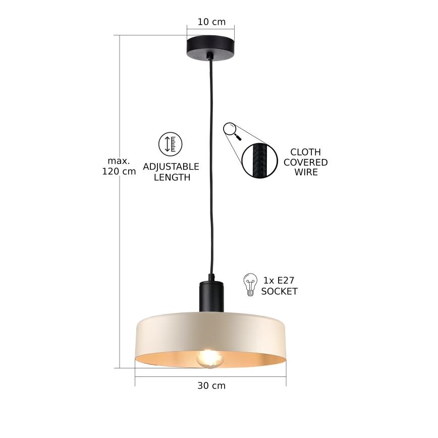 Hängeleuchte LATTE 1xE27/60W/230V beige/schwarz