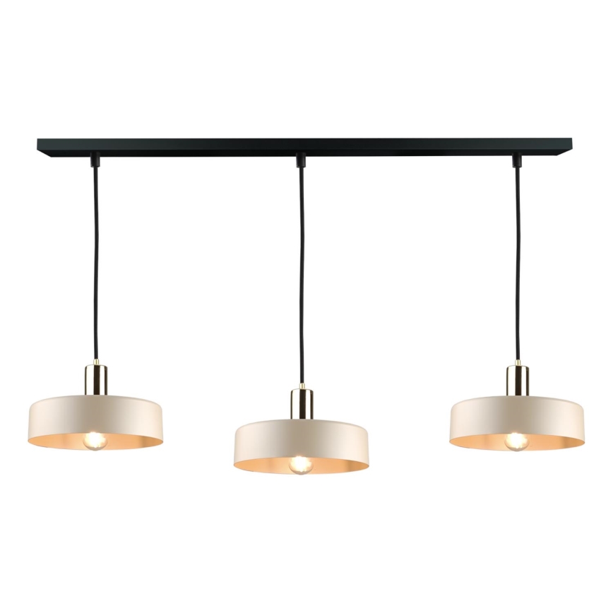 Hängeleuchte LATTE 3xE27/60W/230V beige/schwarz/glänzendes Chrom