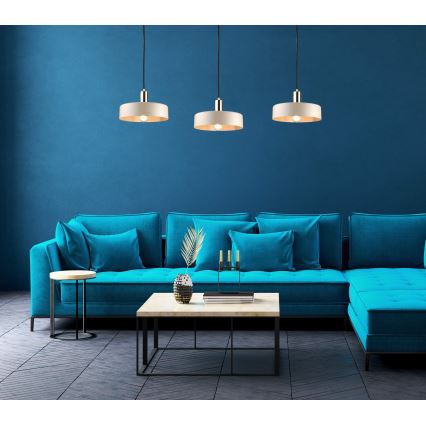 Hängeleuchte LATTE 3xE27/60W/230V beige/schwarz/glänzendes Chrom