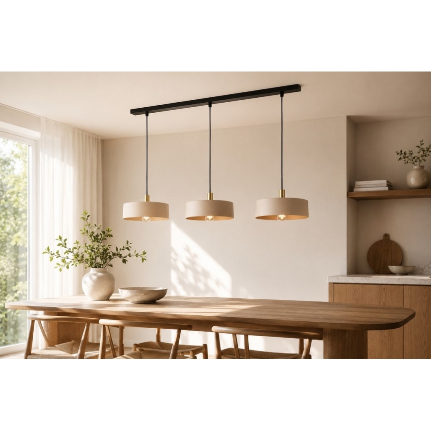 Hängeleuchte LATTE 3xE27/60W/230V beige/schwarz/gold