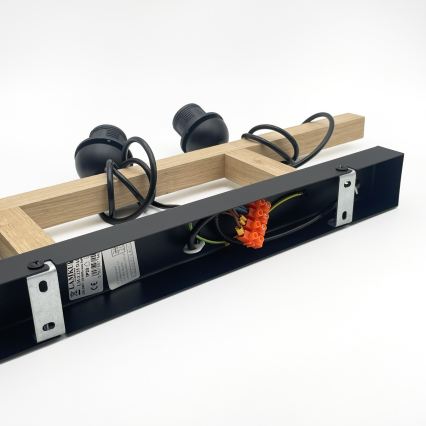 Hängeleuchte LEANDRA an Kabel, 3xE27/15W/230V, Eiche/Schwarz