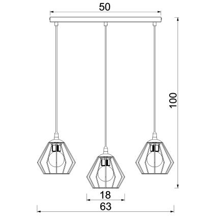 Hängeleuchte LETI 3xE27/15W/230W schwarz