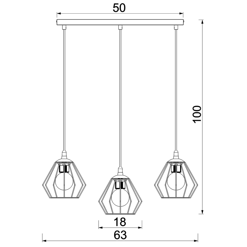 Hängeleuchte LETI 3xE27/15W/230W schwarz