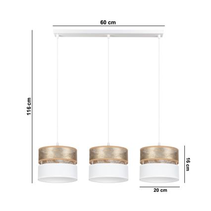 Hängeleuchte LIMA 3xE27/60W/230V gold/weiß