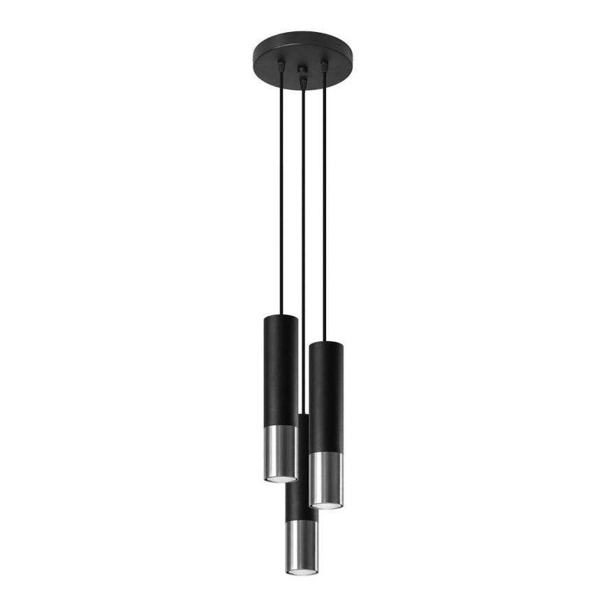 Hängeleuchte LOOPEZ 3xGU10/10W/230V rund schwarz/glänzendes Chrom