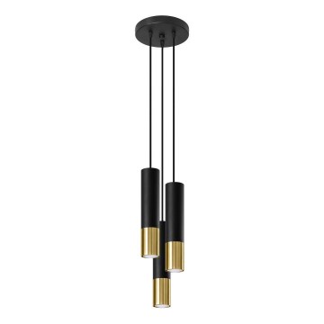 Hängeleuchte LOOPEZ 3xGU10/10W/230V rund schwarz/golden