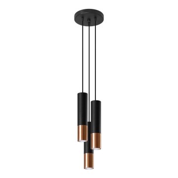 Hängeleuchte LOOPEZ 3xGU10/10W/230V rund schwarz/kupfern