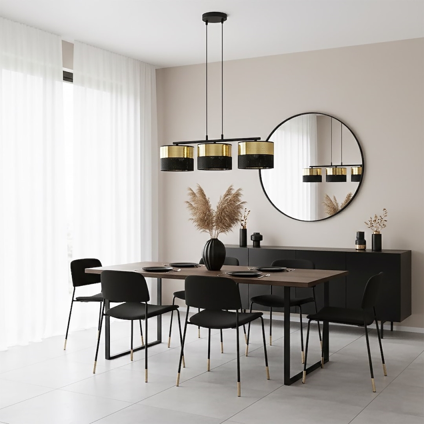 Hängeleuchte LUX an Kabel 3xE27/15W/230V schwarz/gold
