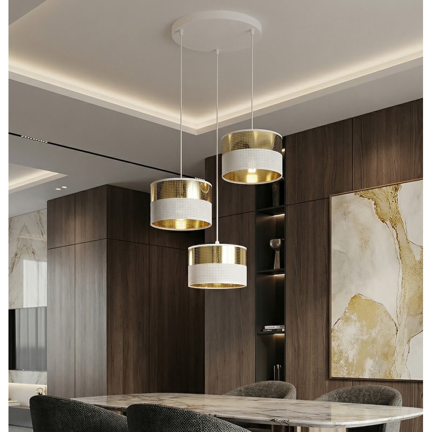 Hängeleuchte LUX an Kabel 3xE27/15W/230V weiß/gold