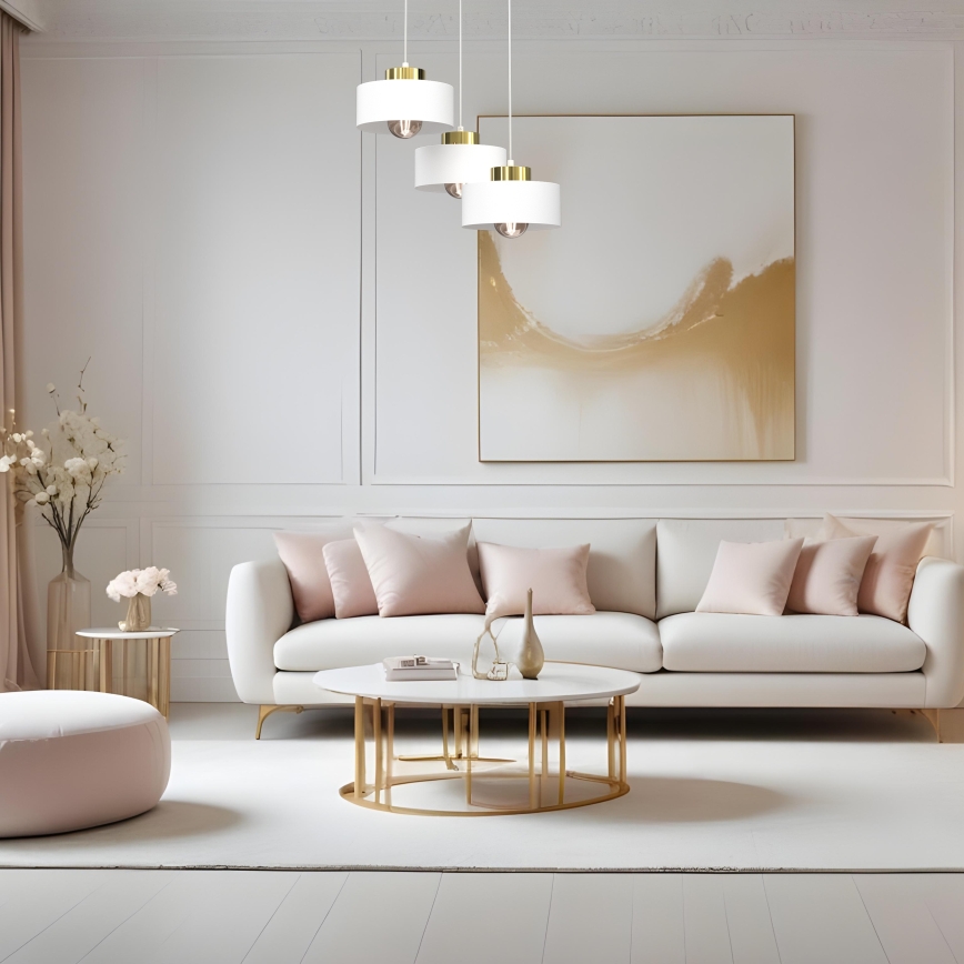 Hängeleuchte MARTI 3xE27/15W/230V weiß/golden