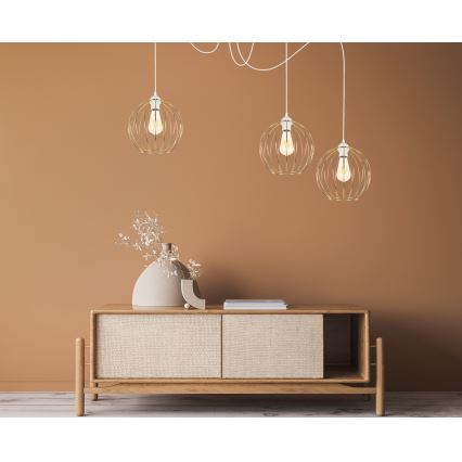 Hängeleuchte MATT 3xE27/60W/230V Spinne weiß/golden