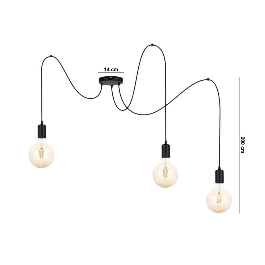 Hängeleuchte MIROS 3xE27/60W/230V Spinne schwarz