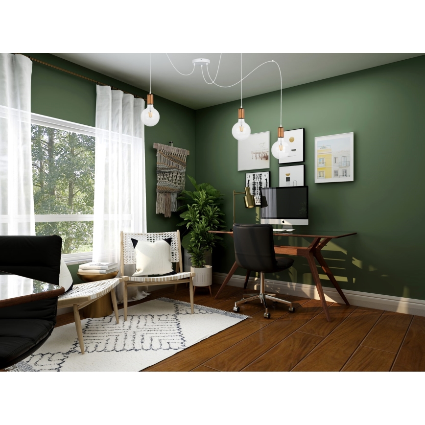 Hängeleuchte MIROS 3xE27/60W/230V Spinne weiß/kupfern