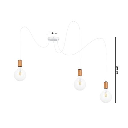 Hängeleuchte MIROS 3xE27/60W/230V Spinne weiß/kupfern