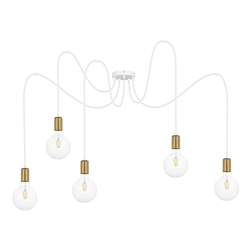 Hängeleuchte MIROS 5xE27/60W/230V Spinne weiß/golden