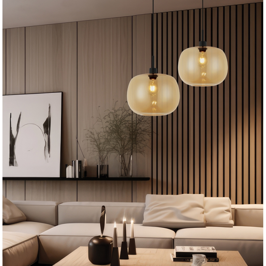 Hängeleuchte mit Kabel ALAN 1xE27/40W/230V rauchiges Beige/Schwarz