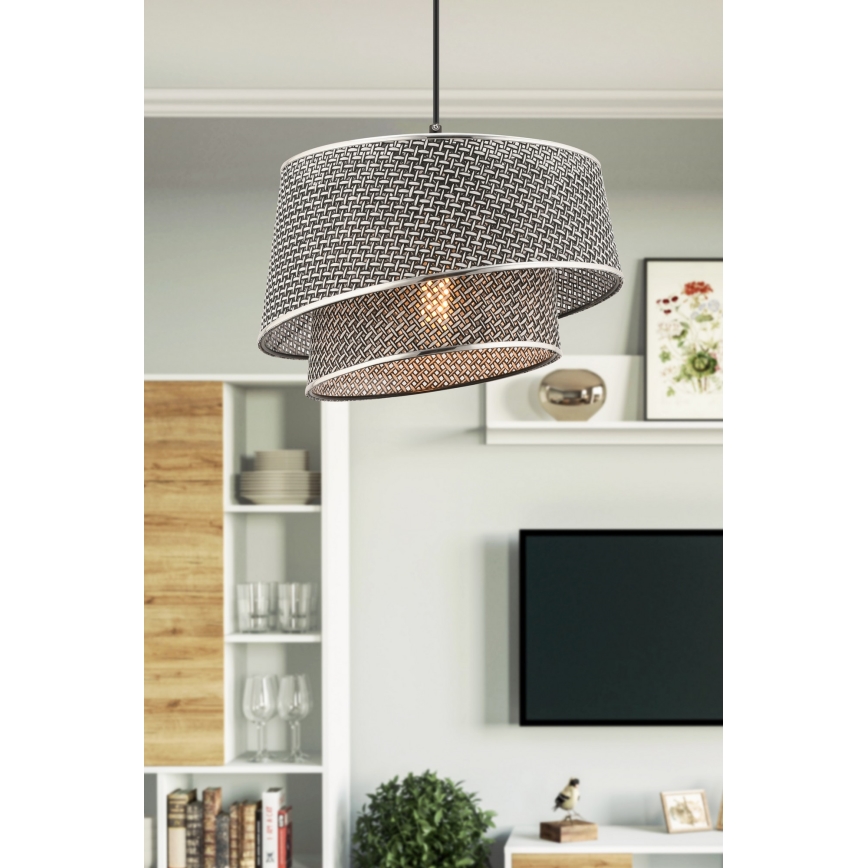 Hängeleuchte mit Kabel BARETTE 1xE27/60W/230V grau/glänzender Chrom