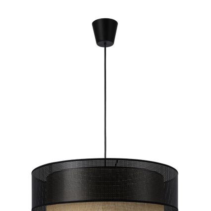 Hängeleuchte mit Kabel BORHO 1xE27/60W/230V schwarz/jute