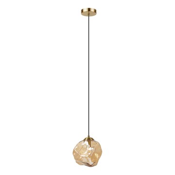 Hängeleuchte mit Kabel CRISTAL 1xE14/15W/230V Messing/rauchiges Beige