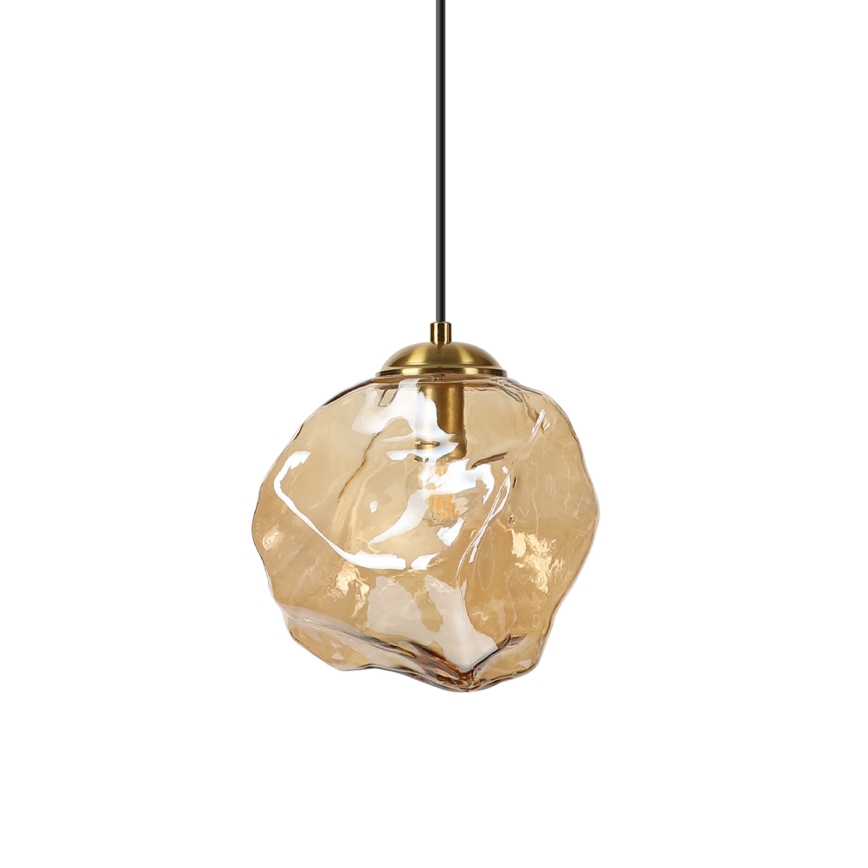 Hängeleuchte mit Kabel CRISTAL 1xE14/15W/230V Messing/rauchiges Beige