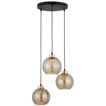Hängeleuchte mit Kabel DEVI 3xE27/15W/230V Schwarz/rauchiges Beige