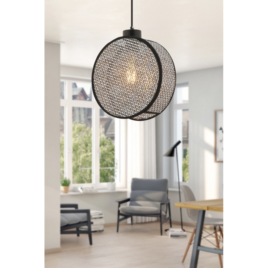 Hängeleuchte mit Kabel DRUM 1xE27/60W/230V grau/schwarz