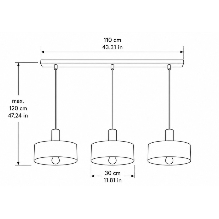 Hängeleuchte mit Kabel HAKI 3xE27/60W/230V braun/schwarz