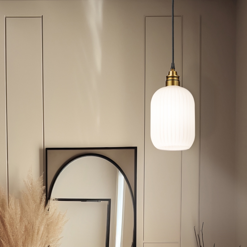 Hängeleuchte mit Kabel HECTOR 1xE27/15W/230V weiß/messing Ø 14 cm