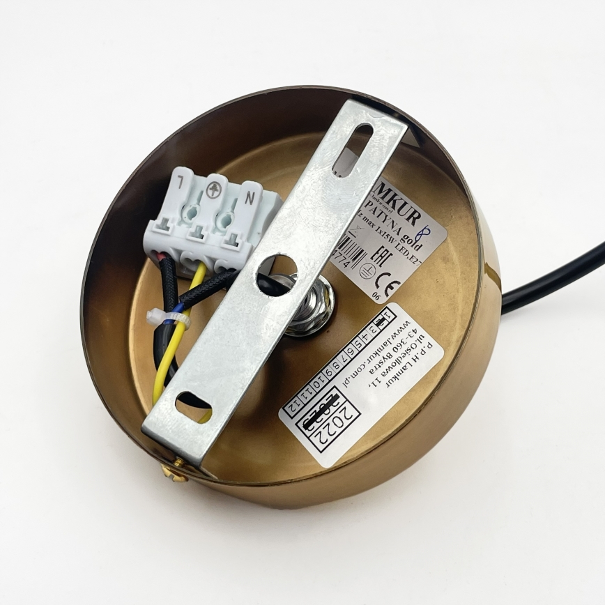 Hängeleuchte mit Kabel HECTOR 1xE27/15W/230V weiß/messing Ø 14 cm