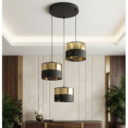 Hängeleuchte mit Kabel LUX 3xE27/15W/230V schwarz/gold